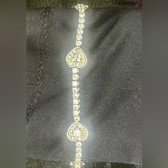 Jewelry - Gorgeous sterling diamonique heart tennis bracelet vintage circa 2005